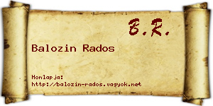 Balozin Rados névjegykártya